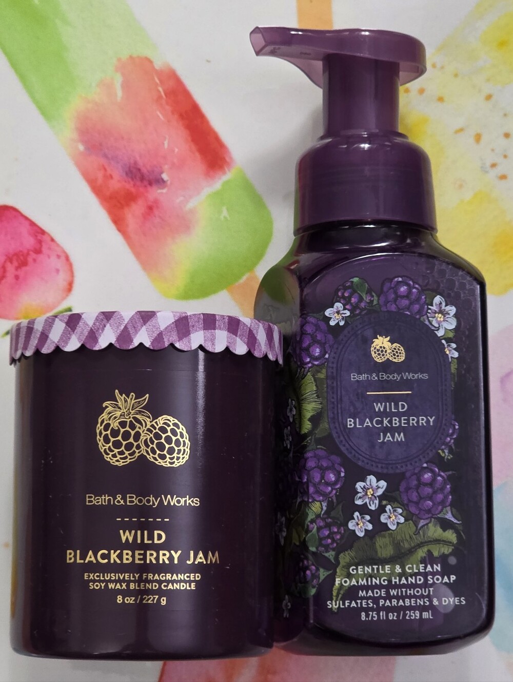Bath Body Works Wild Blackberry Jam Foaming Hand Soap & Jam Jar Candle NEW RARE